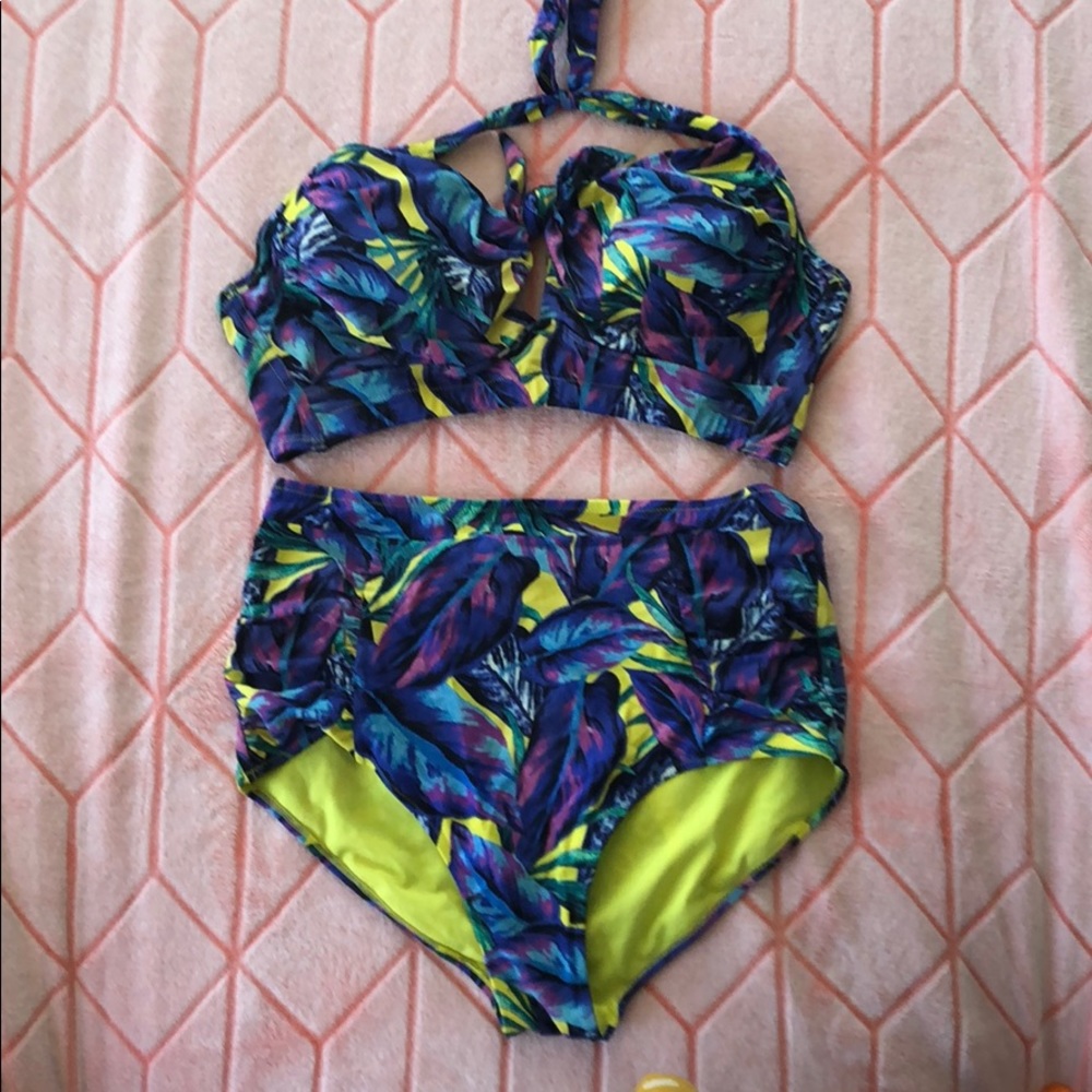 High waisted two piece swim suit